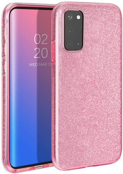 Casemania Hoesje Geschikt voor Samsung Galaxy A03 - Roze - Glitter Back Cover