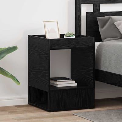 vidaXL - Bijzettafel - 2 - st - Zwart - Eiken - 40 - x - 40 - x - 56 - cm - Bewerkt - hout