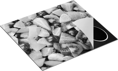 Chefcare Inductie Beschermer Diverse Kleurrijke Fruit Achtergrond - Zwart Wit - 60x50 cm - Afdekplaat Inductie - Kookplaat Beschermer - Inductie Mat