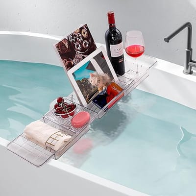 RWB® Badplank Voor In Bad - Badplank - Badrek - Transparant - 20cm x 9cm x 41cm