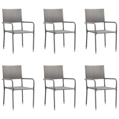 vidaXL - Tuinstoelen - 6 - st - stapelbaar - poly - rattan - grijs