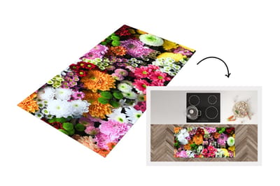 Keukenloper - Loper keuken - Bloemen - Chrysant - Kleuren - Collage - 120x60 cm - Keukenloper vinyl