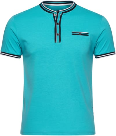 OMBRE T-shirt - Regular Fit - Lange Mouw - Geen Sluiting Turquoise L