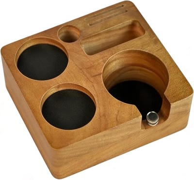Espresso Tamper Station van Walnoot Hout voor Perfecte Koffie, Organiser voor 51/54 en 58mm Accessoires