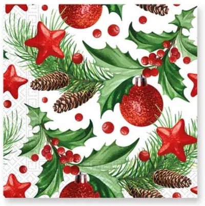 Kerst servetten Dennenappels - Kerstservet - 2 x 20 stuks, 33x33 cm