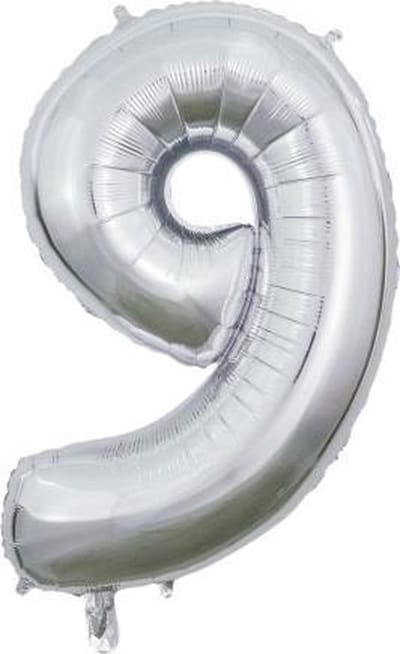 Wefiesta Cijferballon 9 Folie 66 Cm Zilver
