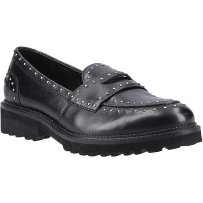 Hush Puppies Genie Leren Dames Zwarte Standaard Instappers