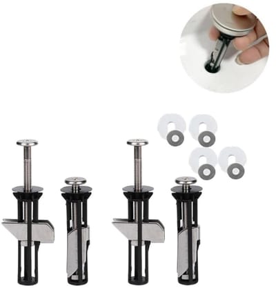 2 sets - Bevestigingsmaterialen voor toiletbrillen - Universele boutset voor toiletbrillen - Eenvoudig te installeren - Vervangende onderdelenset voor toiletbrillen - Onderhoudsaccessoires voor toiletdeksels - Zwart - Voor toiletten
