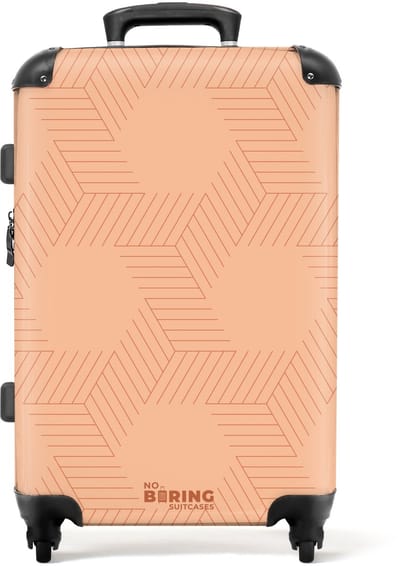 NoBoringSuitcases.com - Grote koffer - Geometrisch patroon in oranjetinten - Reiskoffer met 4 wielen - Trolley op wieltjes - Rolkoffer groot - 72 liter - Ruimbagage valies 20kg - Valiezen voor volwassenen