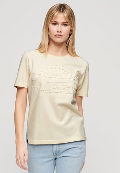 Superdry - T-shirt met reliëfopdruk en relaxte pasvorm - Dames - T-shirts