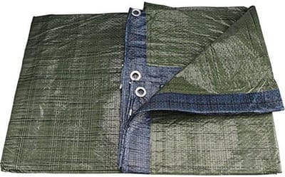 Tentzeil 3 x 4m - Afdekzeil PE - Bescherming buiten - Roestvrije ogen 100cm - 55 g/m² - Groenblauw