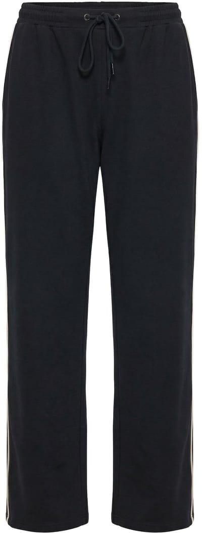 Ulla Popken - Dames - Sweatpants Rose wijde pijp galonstrepen - Zwart - Maat 42+