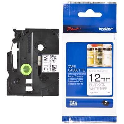 Brother TZe-N231 Labeltape ongelamineerd Kunststof Tapekleur: Wit Tekstkleur: Zwart 12 mm 8 m