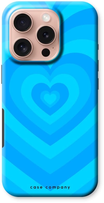 Case Company® - Hoesje geschikt voor iPhone 16 Pro hoesje - Hart Blauw - Tough Case - Maximale Bescherming alle Kanten en Schermrand