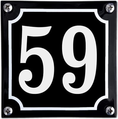 Zwart emaille huisnummer  - 59