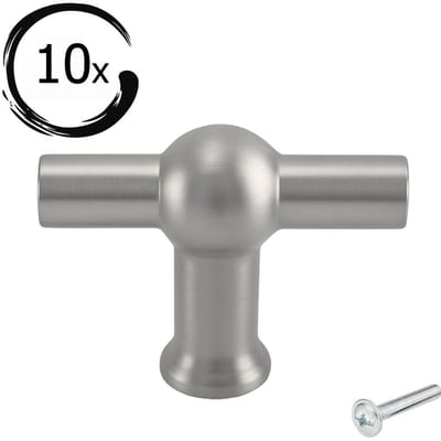 10X Kastknoppen Zwart RVS - Diameter 30mm - Knoppen voor keukenkast - deurknopjes - Meubelknoppen / Kastknoppen RVS