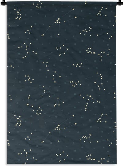 Wandkleed - Wanddoek - Sterren - Hemel - Patroon - 60x90 cm - Wandtapijt