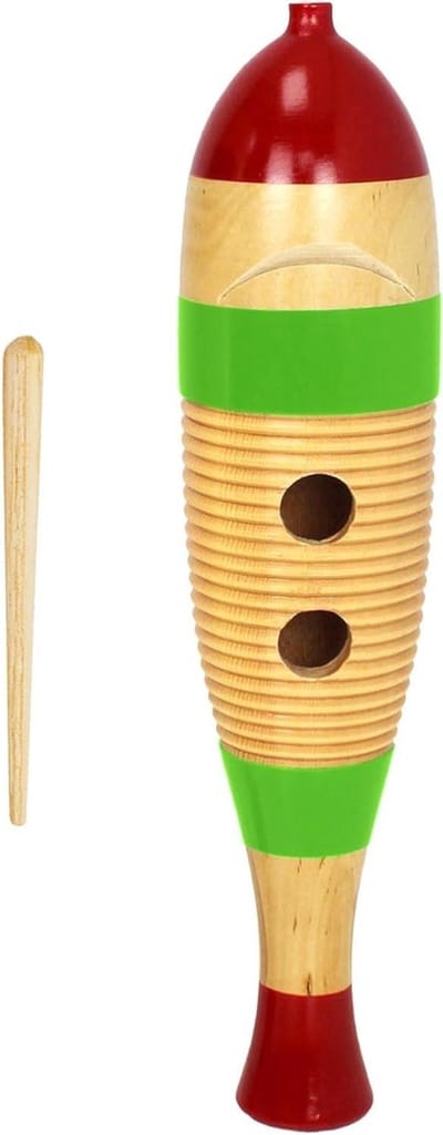 Houten Vis Guiro - Ritme Instrument - Muziek Maken - Dubbele Toon Geluid - 30 cm - Bruin