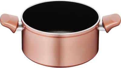 Steelpan met 2 handgrepen en kopereffect - 20 cm - Aluminium met antiaanbaklaag - Zwart