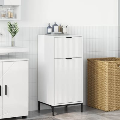 vidaXL - Badkamerkast - met - lade - Hoogglans - wit - 39,5 - x - 36 - x - 88 - cm
