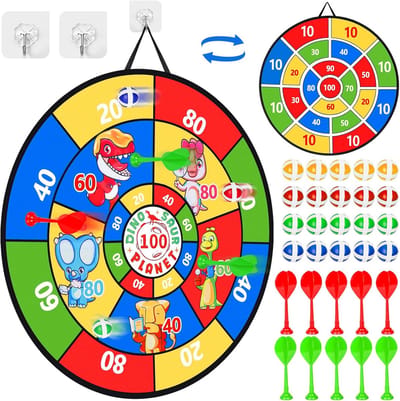 Dartbord voor Kinderen 73 cm - Dubbelzijdig Opvouwbaar Dartbord met 20 Ballen en 10 Darts - Spel voor Binnen en Buiten - Verjaardagscadeau voor Kinderen 4-10