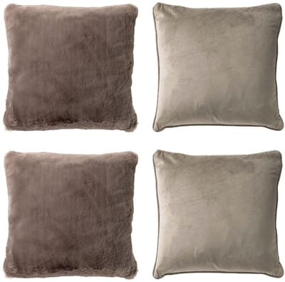 Dutch Decor - KUSSENSET - 4-delig Soft Textures - 45x45 cm - inclusief binnenkussens - taupe - Met Ritssluiting – Decoratie Kussens - Comfortabele kussentjes voor op de Bank