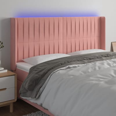 vidaXL - Hoofdbord - LED - 183x16x118/128 - cm - fluweel - roze