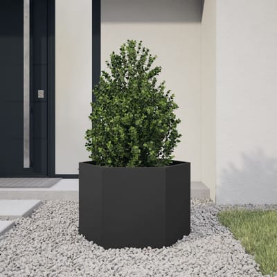 vidaXL - Plantenbak - zeshoek - 69x60x45 - cm - staal - zwart