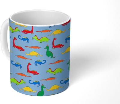 Mok - Koffiemok - Draak - Dinosaurus - Patronen - Kinderen - Baby - Jongens - Meisjes - Kids - Mokken - 350 ML - Beker - Koffiemokken - Theemok
