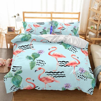 Roze Flamingo Beddengoed Collectie Enkel Twin Volledig Queen King Maat Flamingo Bed Collectie Volwassen Kinder Slaapkamer Dekbedovertrek Collecties 3D Anime 013 AU Single(140x210cm)