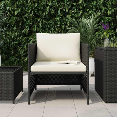 vidaXL - Tuinbank - met - kussens - poly - rattan - zwart
