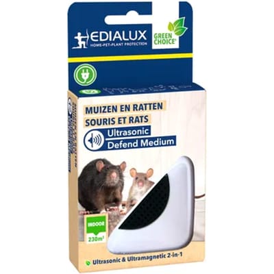 Edialux Ultrasonic Defend Verjager - Tegen Ratten En Muizen - 1 Stuk