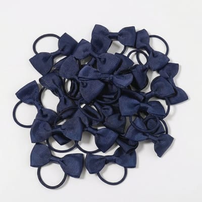 Donkerblauw haar elastiekjes set – strik haarbandjes – meisjes dames – 20 stuks – elastische haar elastiek met strik – ribstof strikjes set