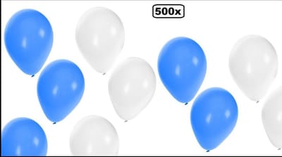 500x Ballonnen blauw/wit - Ballon carnaval festival feest party verjaardag landen Oktoberfest apres ski helium lucht thema