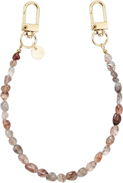 xoxo Wildhearts telefoonkoord - Soft Taupe - Geschikt voor iPhone - Geschikt voor Samsung - Universeel - Phone cord - Telefoonketting - Steentjes ketting - Koord voor telefoon - Beige / Bruin