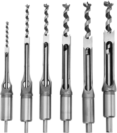 Dailygoody - Zaagboor - 6 Stuks Set - Professionele Beitelboor - 1/4 Inch tot 5/8 Inch - Voor Houtbewerking - Geschikt voor Bouw en Renovatie