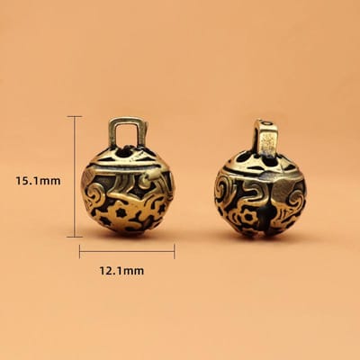 1PC Laiton Artisanat Moulage sous pression Cloche d'Écriture Bouton de Voiture Carillon à Vent Cloche Tibétaine en Bronze Cadeau Créatif Décoration de Maison Pendentif brown