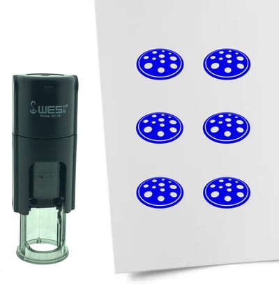 CombiCraft Stempel Pizza 10mm rond - blauwe inkt