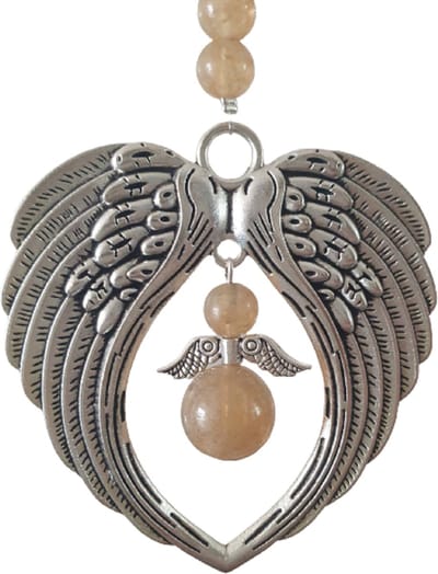 Angel Wings raamhanger Citrien, Half edel steen, bescherm engel, raam decoratie, meditatie engel, Feng Shui, Kerst engel, baby shower cadeau, kerst pakket cadeau, geluk engel