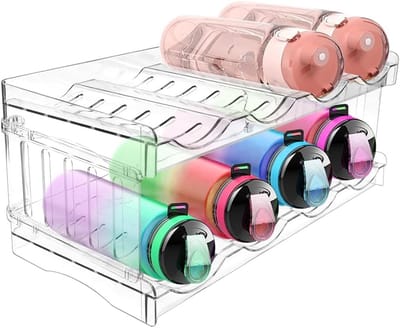 Famanu – Koelkast flessenorganizer – Stapelbare flessenhouder voor 8 flessen – Transparant kunststof