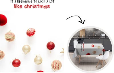 Kerst Tafelkleed - Kerstmis Decoratie - Tafellaken - Winter - Quote - Kerstballen - 150x220 cm - Kerstmis Versiering