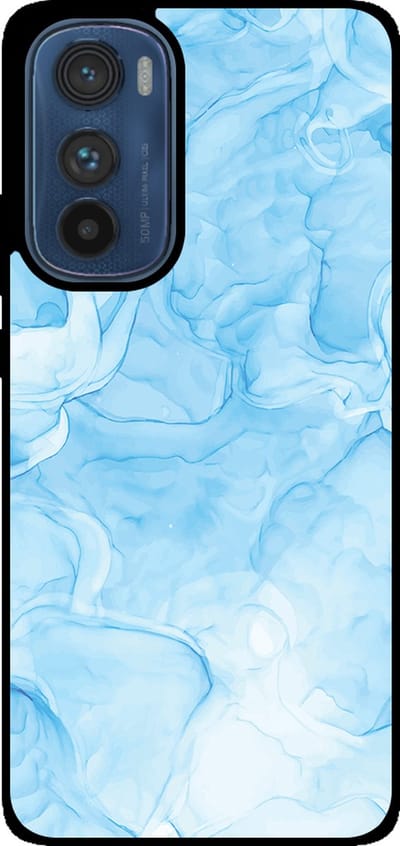 Smartphonica Telefoonhoesje Geschikt voor Motorola Edge 30 met marmer opdruk - TPU backcover case marble design - Lichtblauw geschikt voor Motorola Edge 30