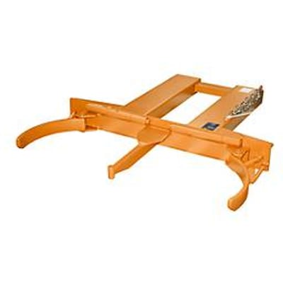 Vatengrijper BAUER FK-lI, staal, 1000 kg draagvermogen, voor 200 l vaten, B 1230 x D 1320 x H 165 mm, oranje