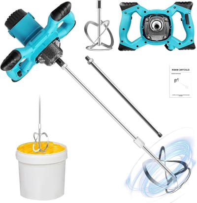 Mortelmixer - Betonmenger Verfmenger - Materialen Mengen - 6 Snelheden Instelbaar - 120 mm Roerdiameter - Grijs