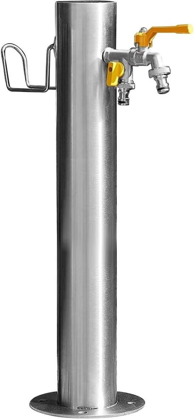 Vrijstaande Tuinwaterkolom met Buitenslangstandaard, Antivries 304 Roestvrijstalen Vloergemonteerde Waterkraan, Binnenplaatskraanpaal, Metalen Waterfontein Tuinhydrant for Irrigatie/wassen(86cm/34in)