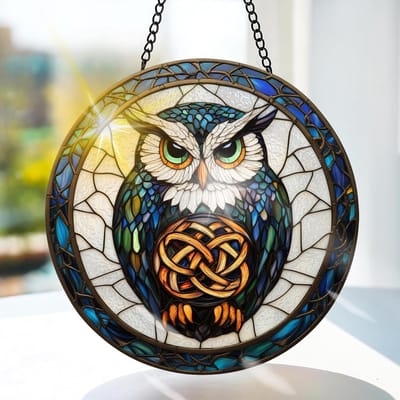 Kleurrijke Glazen Hangdecoratie - Adelaar Raamdecoratie voor Tuin, Raam en Deur, Kerst, Handgemaakte Zonnevanger 20x20cm