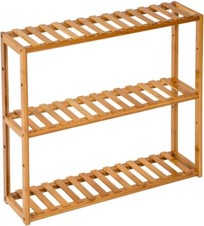 tectake® Badkamerrek - 3 Planken - 60 x 15 x 54,5 cm - Keukenrek - Staand - Kastje - Plank - Badkamerplank van Hout