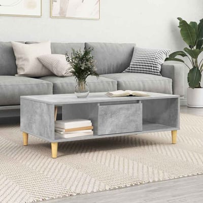 vidaXL - Salontafel - Beton - Grijs - 102 - x - 55 - x - 35 - cm - Bewerkt - hout