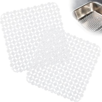 2 stuks afwasmat, 27 x 27 cm afwasbak-inlegmat van PVC - Uitknipbare droogmat voor elke afwasbak, beschermt glas, servies & groenten tegen krassen en stoten