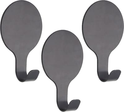 Tendance Plakhaakje rond - 3x stuks - 6 x 2,5 x 10 cm - Zelfklevende ophang haakjes - RVS - zwart - keuken/badkamer haken